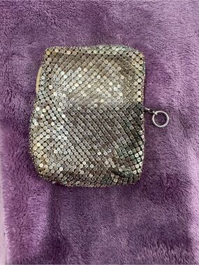Silver Sequin Coin Pouch Wristlet